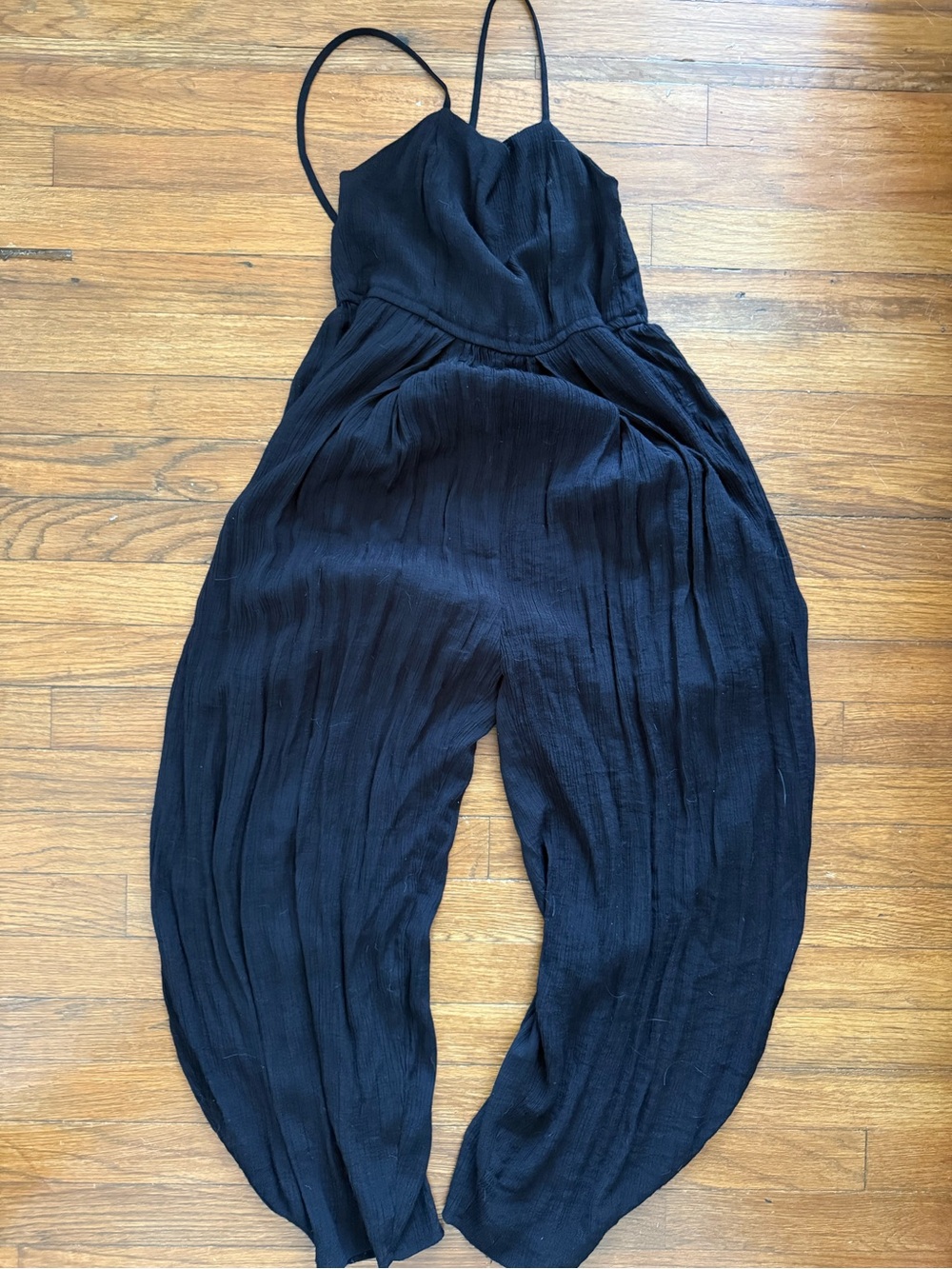 Halara Black open back tie Jumpsuit